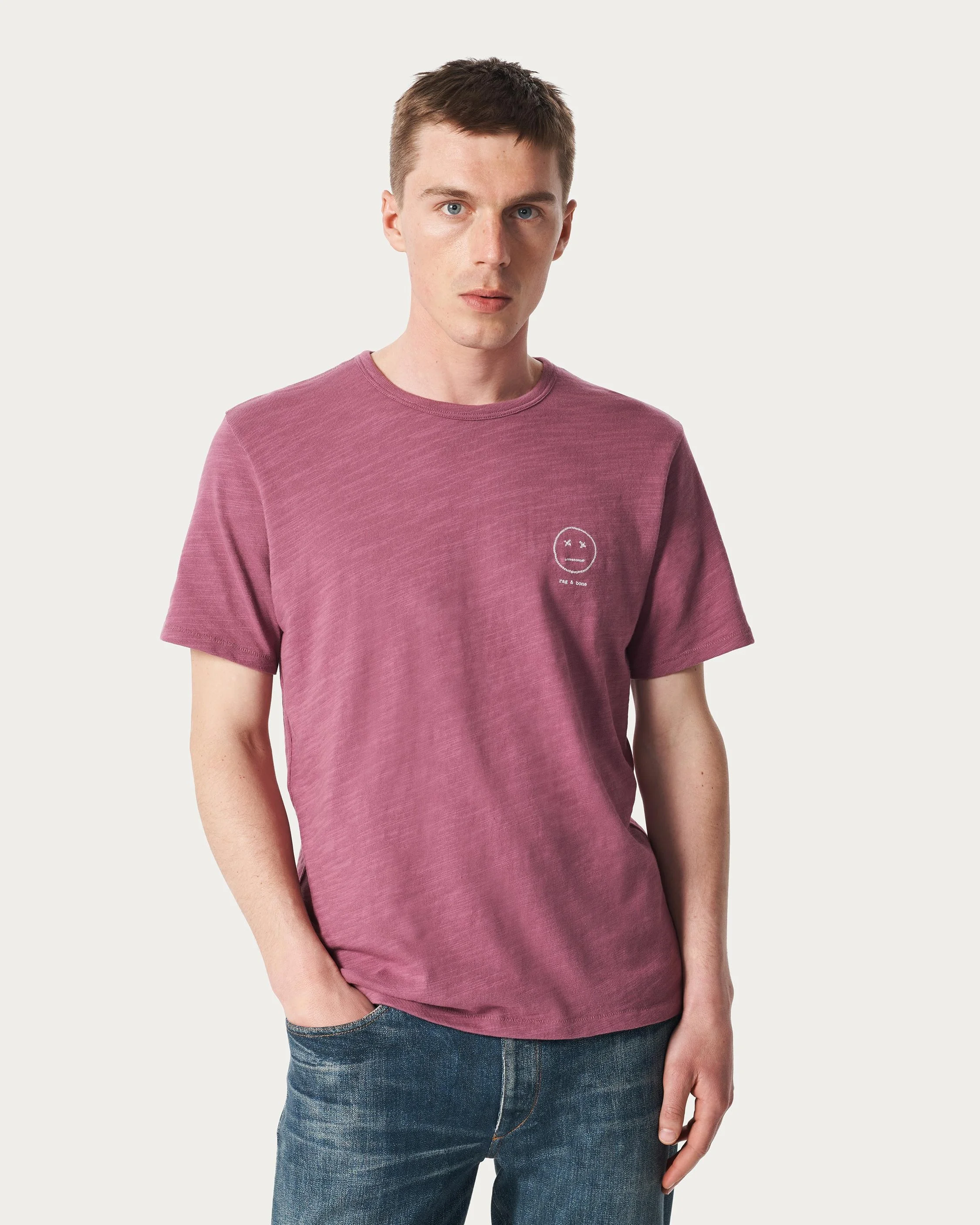Sour Face Embroidered Tee Classic Slub - 1
