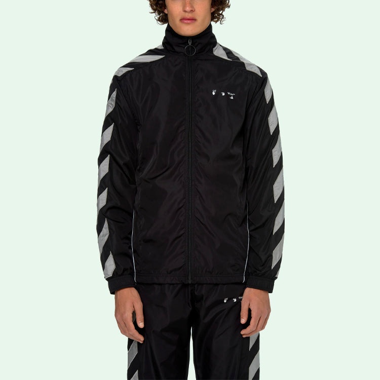 Off-White SS21 Side Sleeve Stripe Training Jacket Black OMBD022R21FAB0011006 - 4