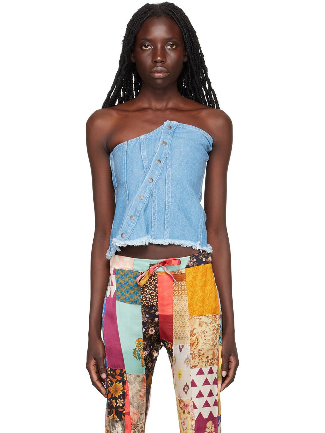 Blue Patchwork Corset - 1