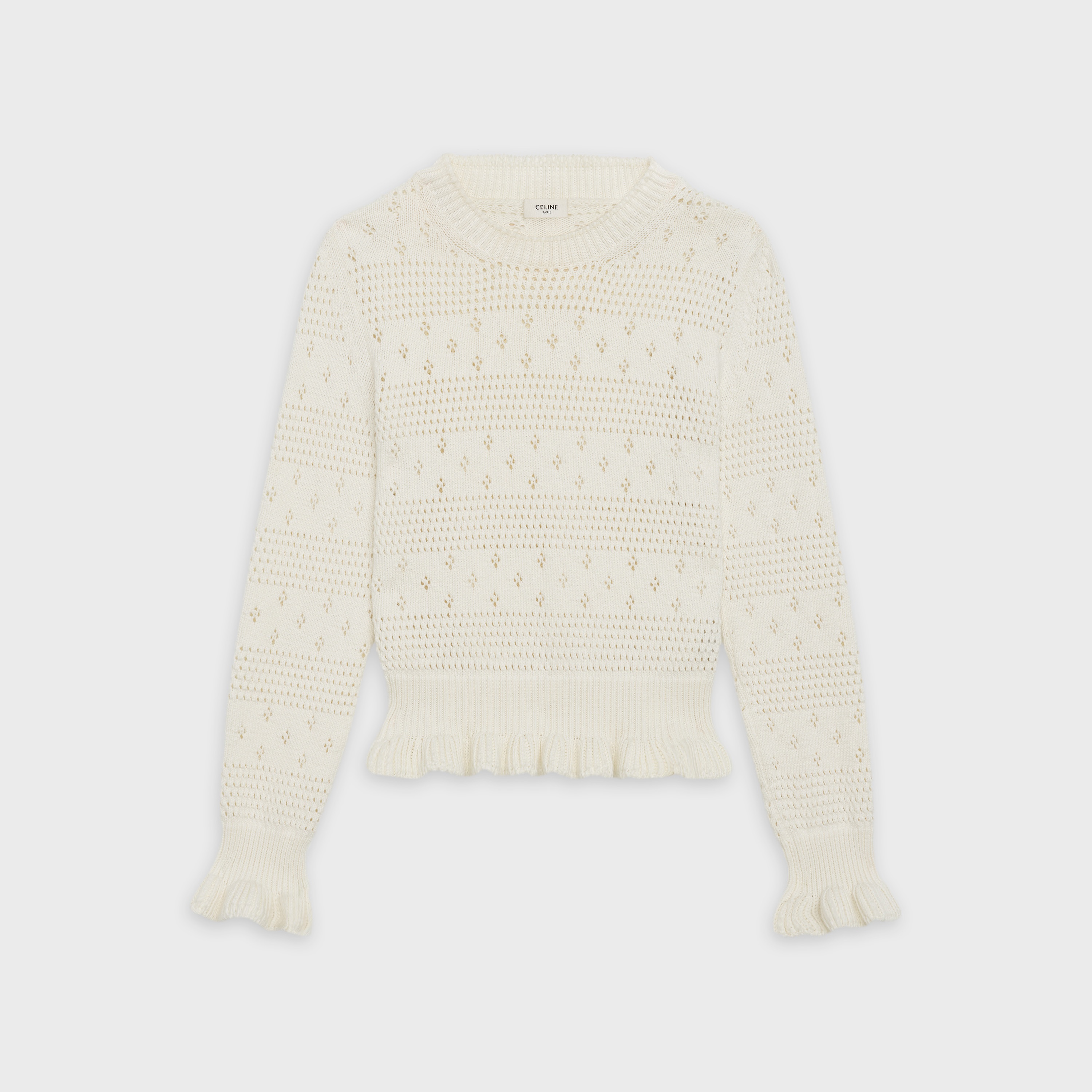 SWEATER WITH FRILLED OPENWORK IN COTTON - 1