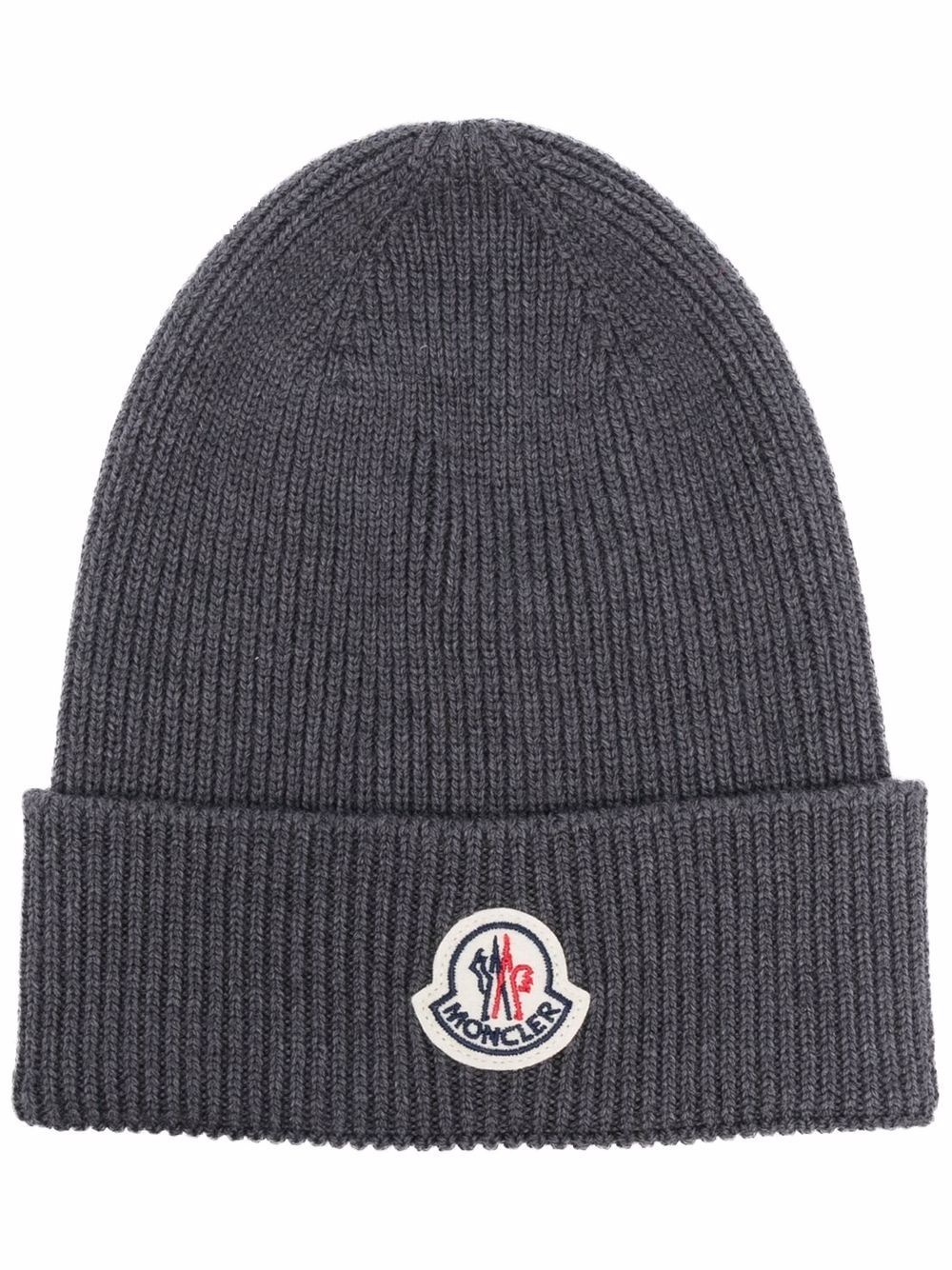 logo-patch knitted beanie hat - 1