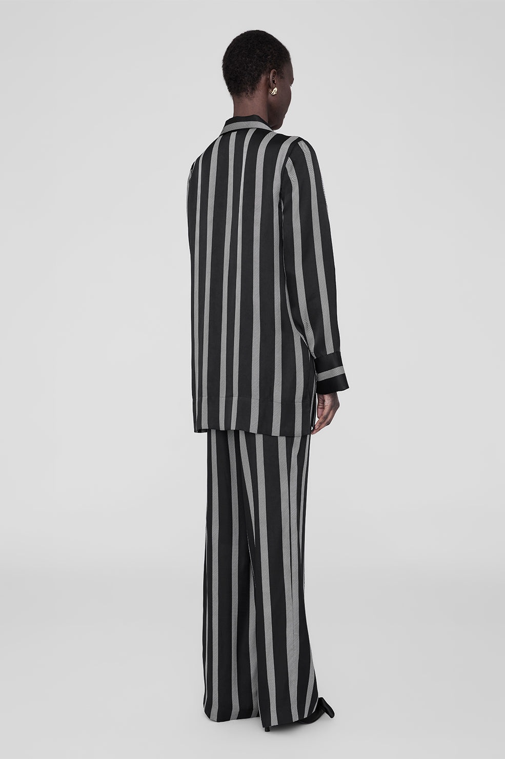 Lynette Shirt - Black Herringbone Stripe - 3