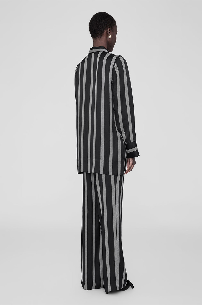 Lynette Shirt - Black Herringbone Stripe 3