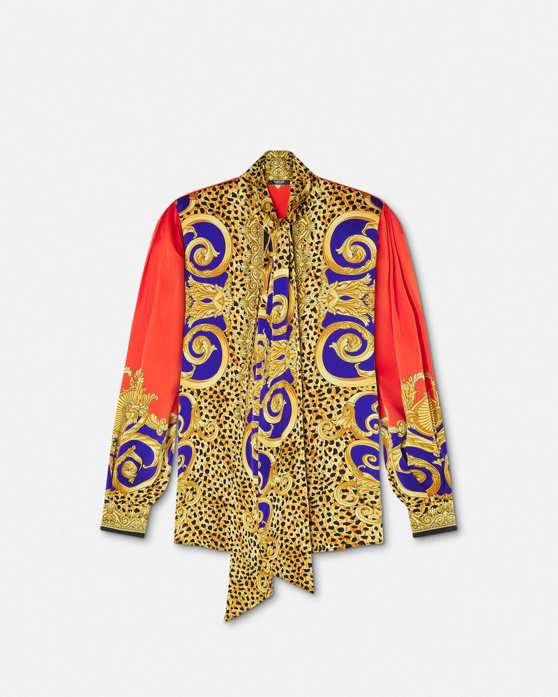 Cheetah Barocco Silk Lavallière Shirt - 1