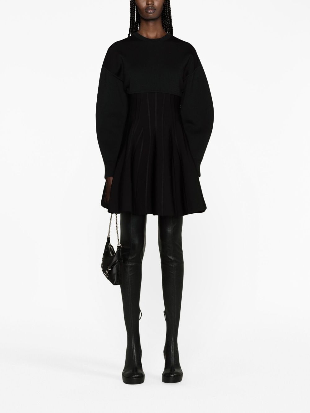 wool-blend flared minidress - 2