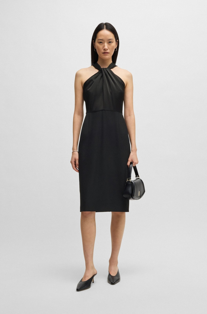 BOSS TWIST-DETAIL DRESS IN STRETCH FABRIC outlook