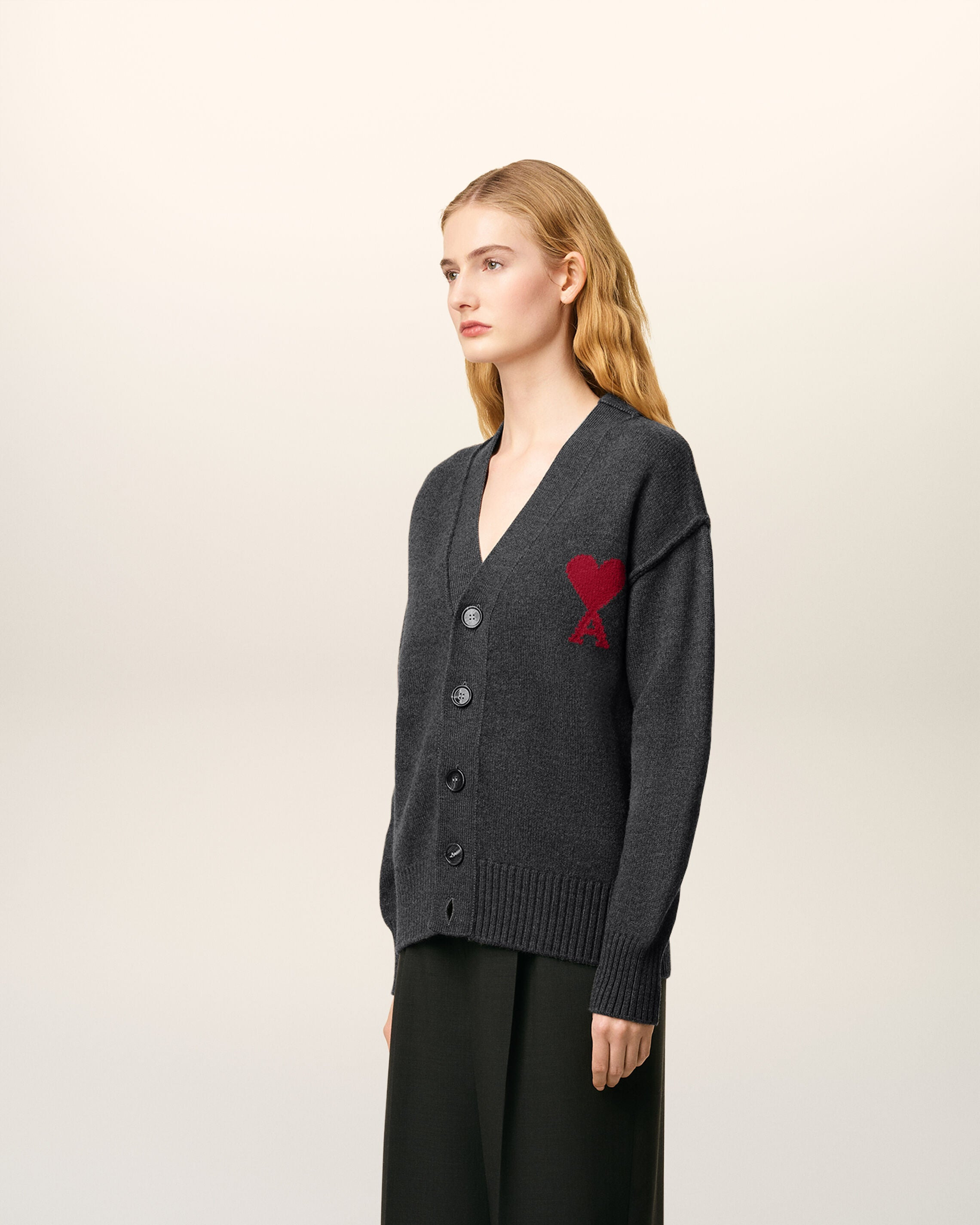GREY WOOL AMI DE COEUR CARDIGAN - 6