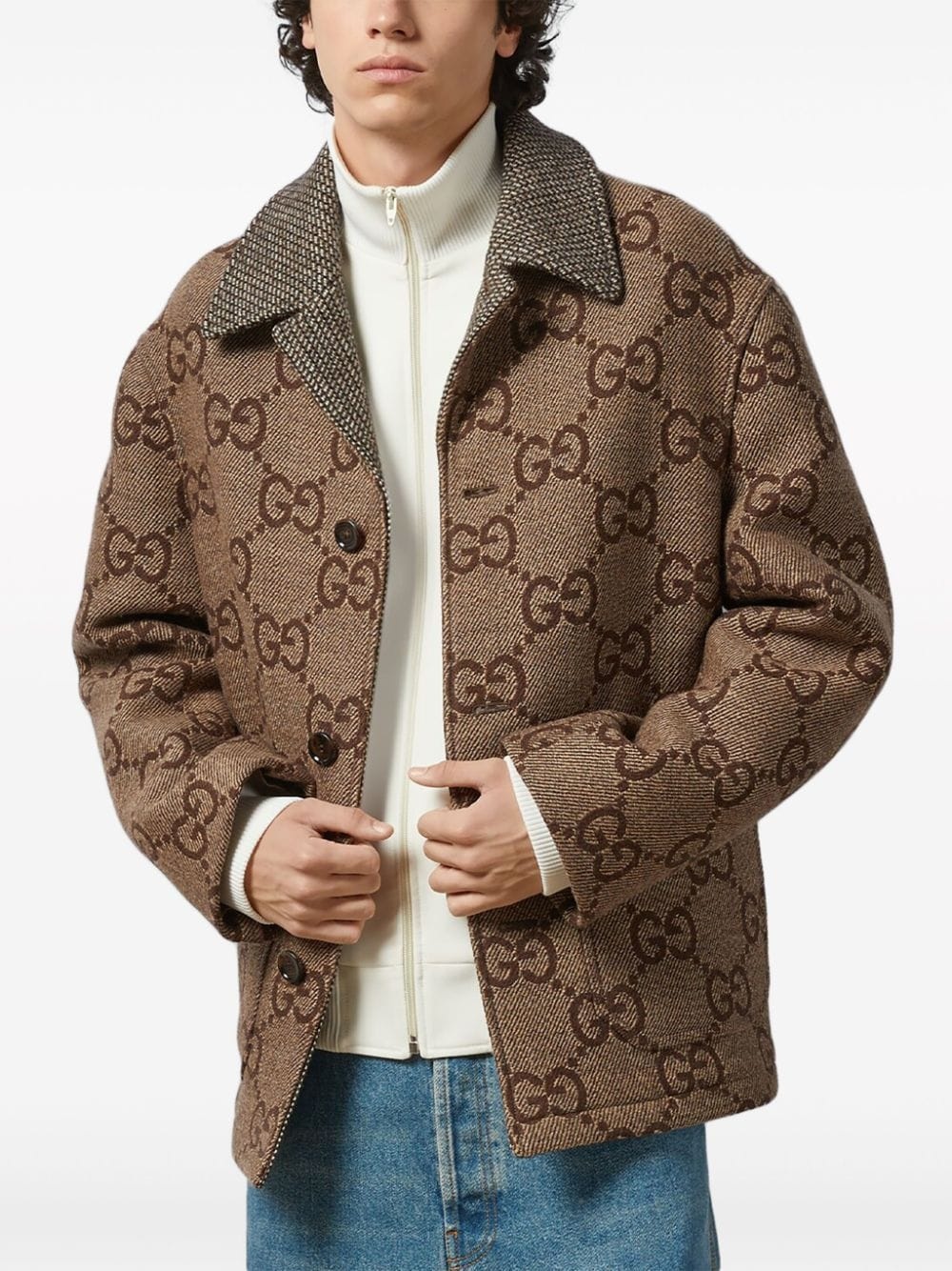 Maxi GG-jacquard wool jacket - 3