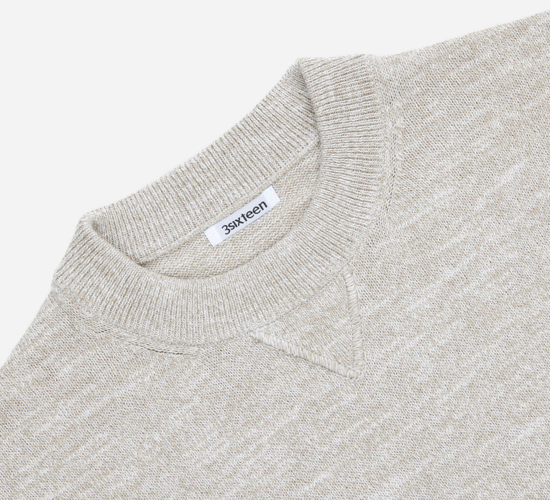 Knit T-Shirt - Natural Marled Yarn - 3