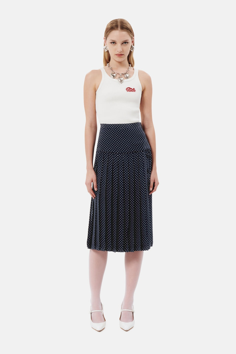 Alessandra Rich POLKA DOT SILK PLEATED SKIRT outlook