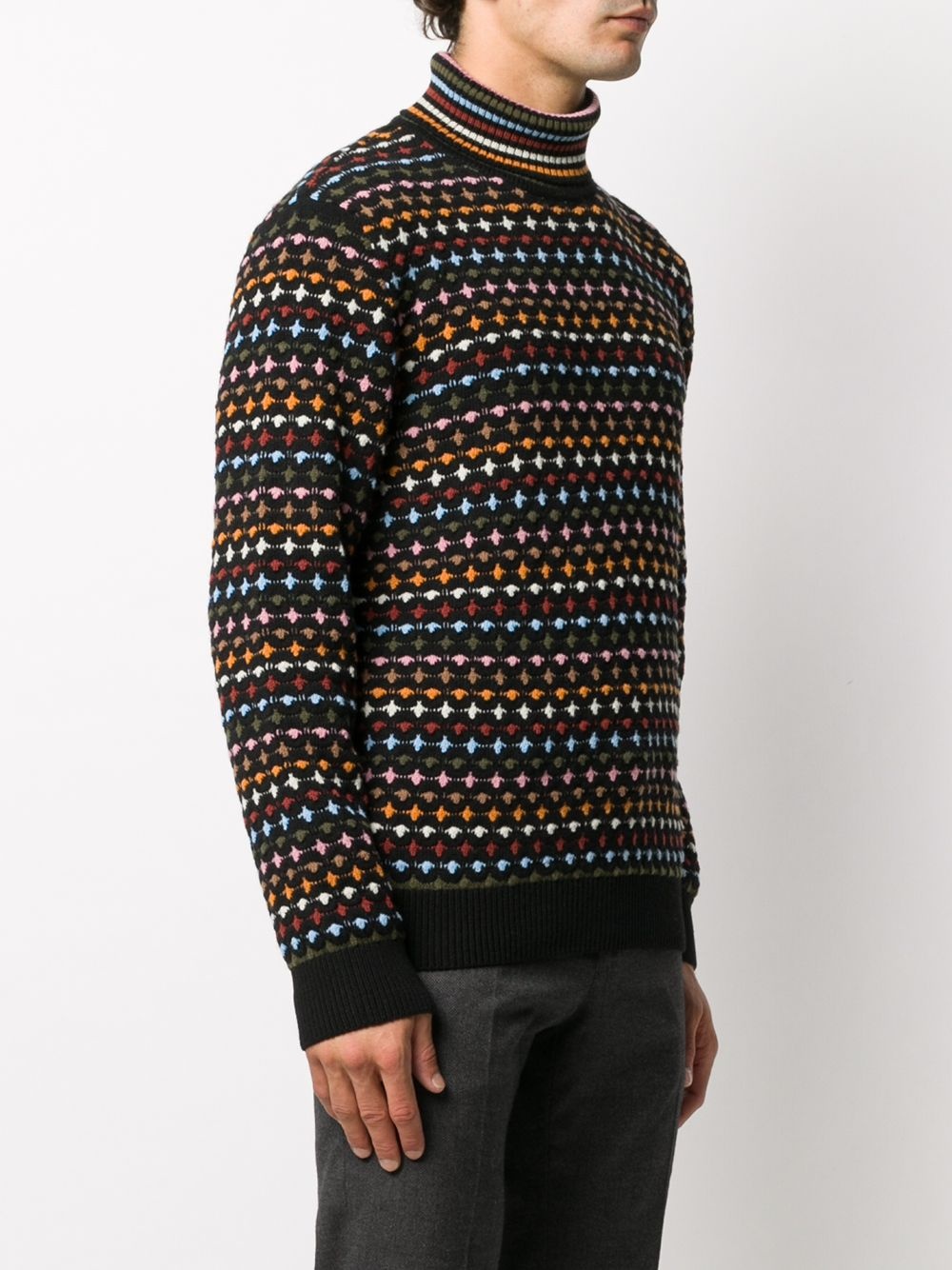 geometric pattern high-neck jumper - 3