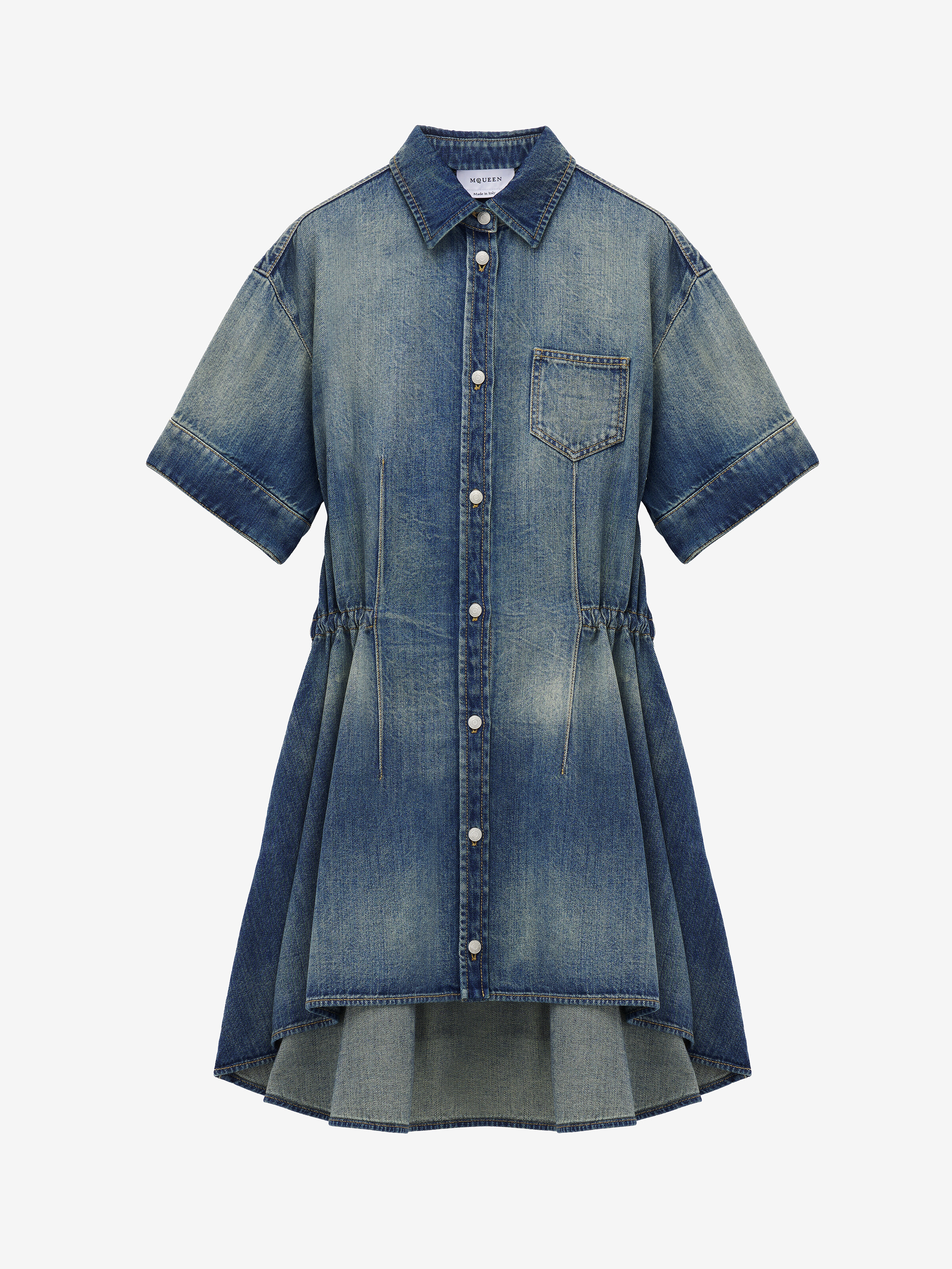 Stonewashed Denim Shirt Dress - 1