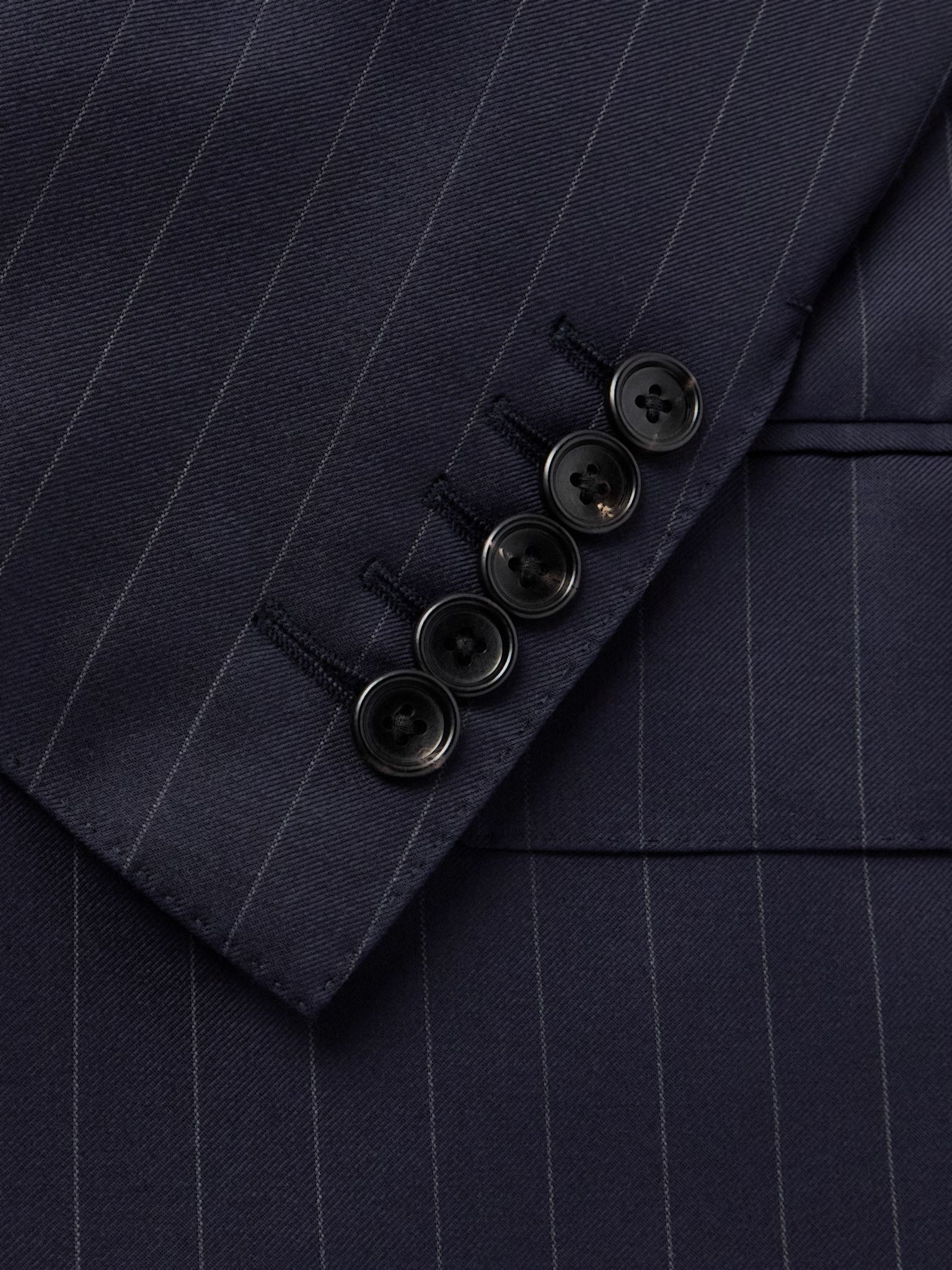 Dyllan Slim-Fit Pinstriped Wool-Twill Suit Jacket Navy - 4