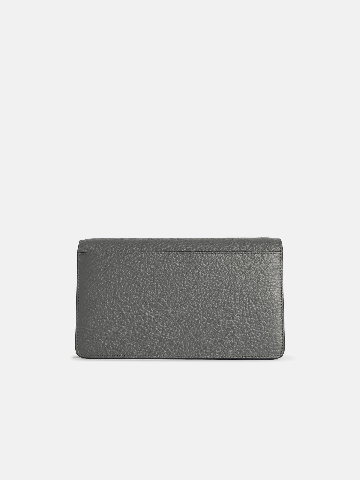 'FOUR STITCHES' WALLET WITH CHAIN IN PEBBLE GREY LEATHER - 3