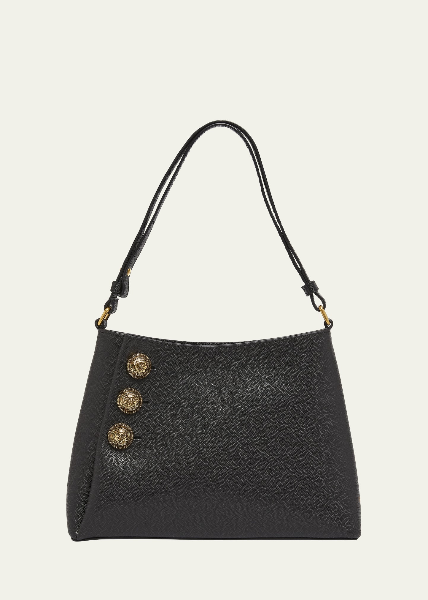 Emblem Button Leather Shoulder Bag - 1