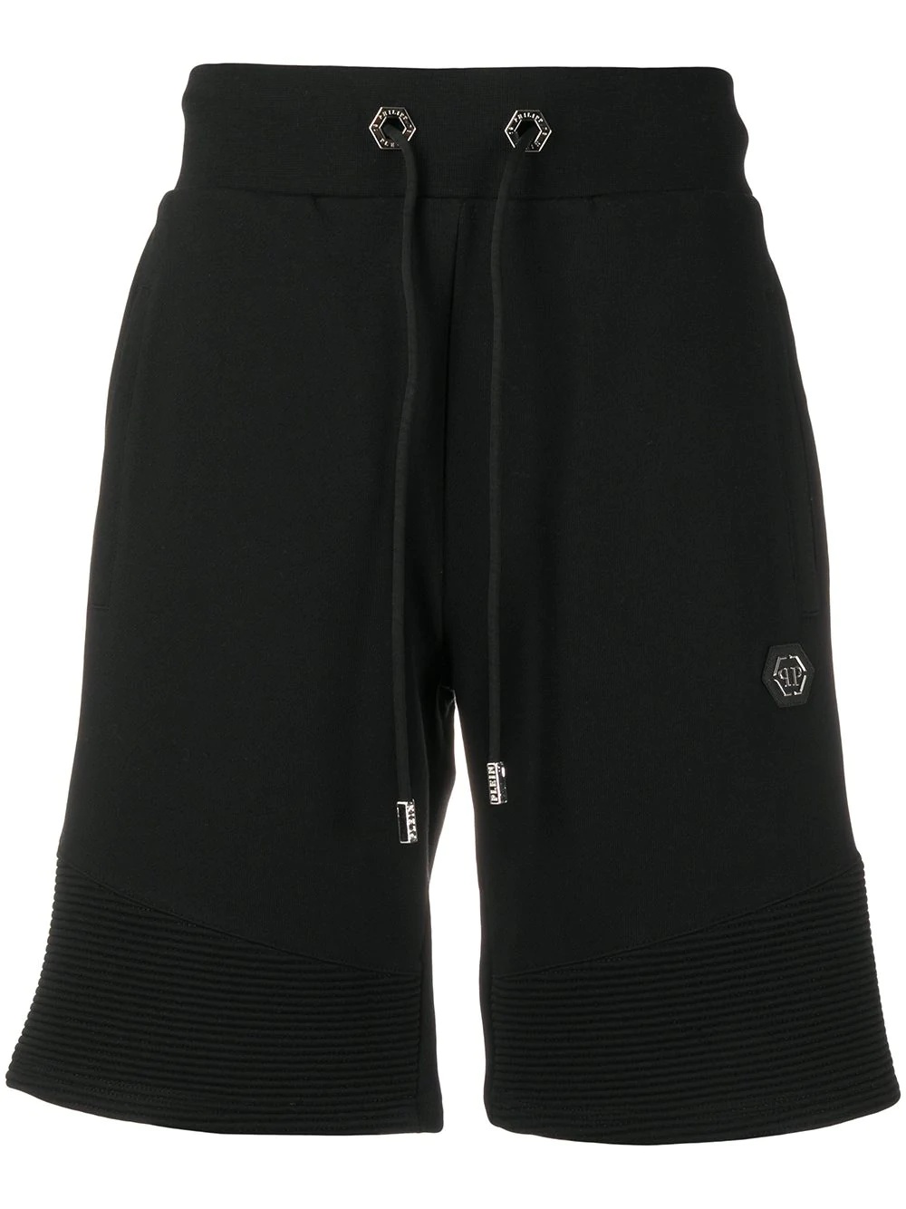 ribbed detail cotton track shorts - 1