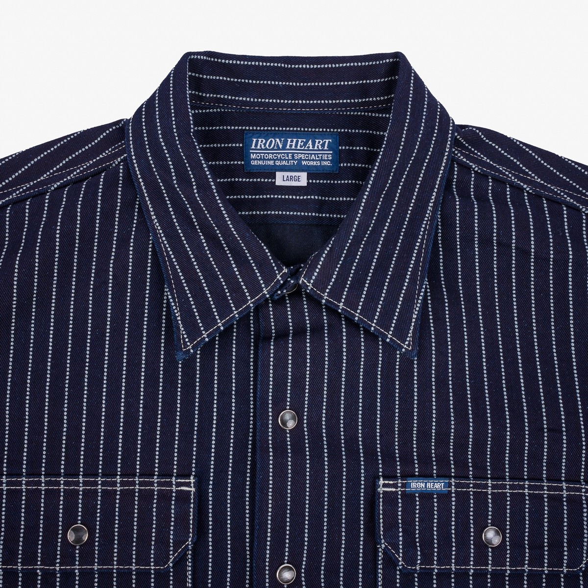 IHSH-416-IND 10oz Wabash Short Sleeved Mechanic Shirt - Indigo - 7