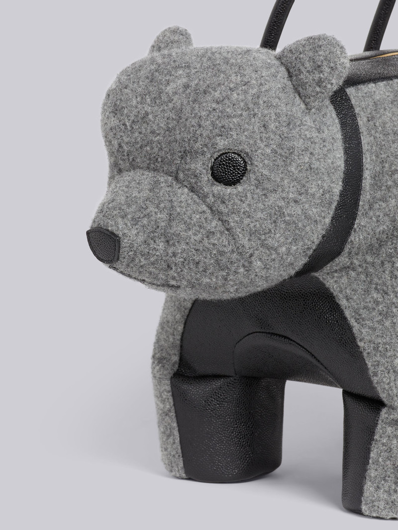 Thom Browne Medium Grey Boiled Wool Stripe Bear Bag outlook
