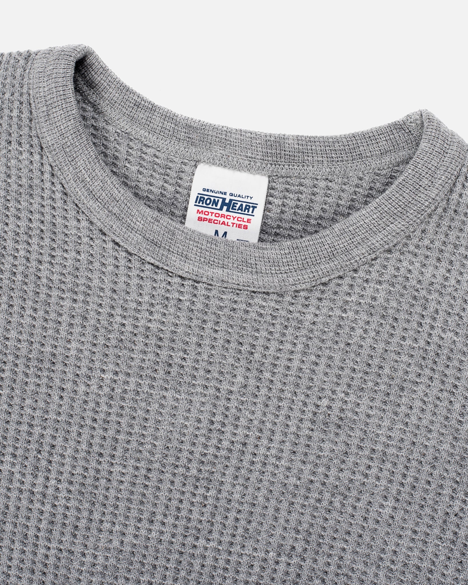 IHTL-1301-GRY Waffle Knit Long Sleeved Crew Neck Thermal Top - Grey - 5