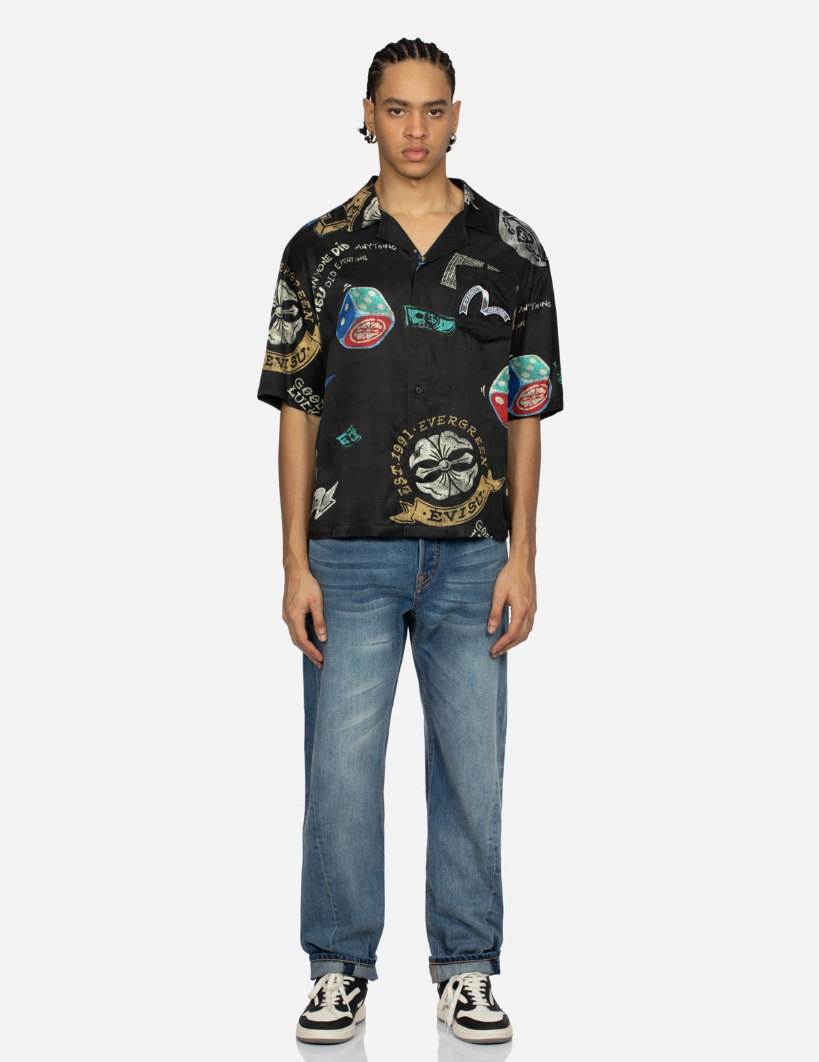 Playful Godhead Print and Seagull Embroidery 3D Fit Jeans - 6