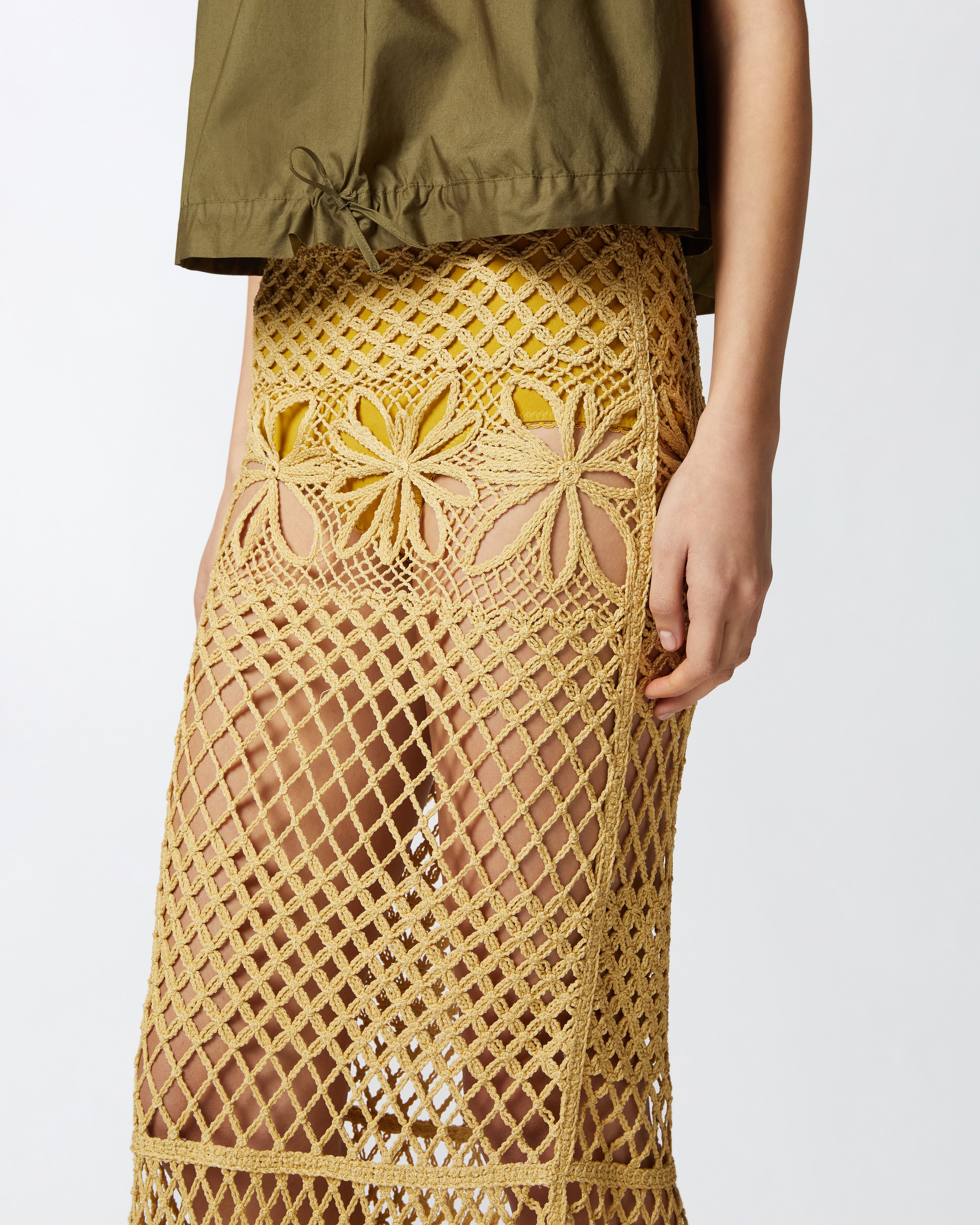 FANCY CROCHET-EFFECT LONG SKIRT - 5