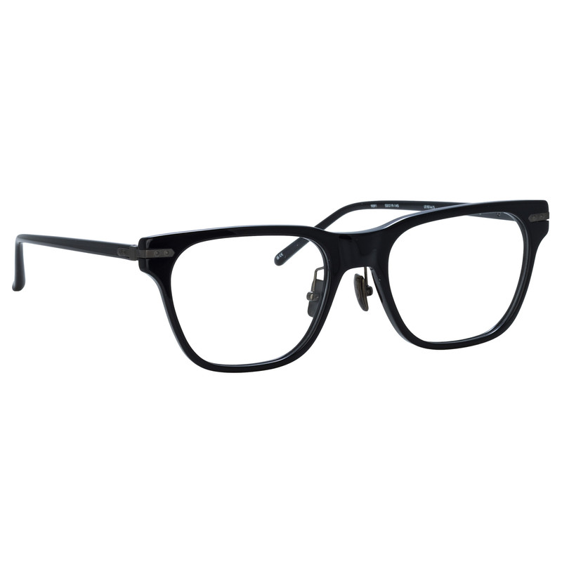 LINDA FARROW MEN'S COVE OPTICAL D-FRAME IN BLACK AND MATT NICKEL (ASIAN FIT) outlook