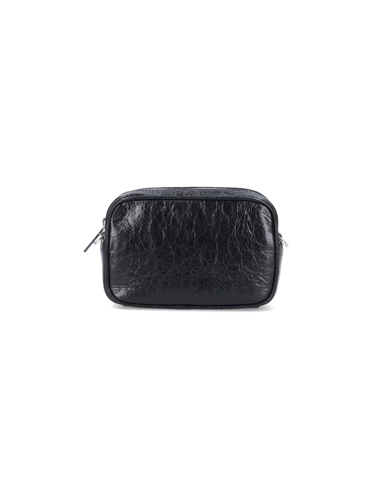 Medium Sally Bag in black leather with buckle and shoulder strap