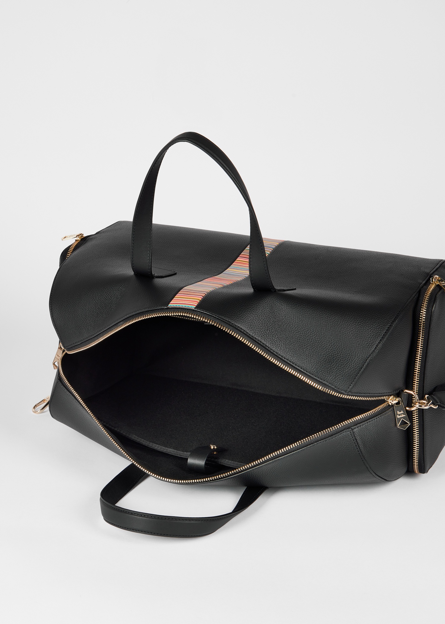 Black Leather 'Signature Stripe' Trim Day Holdall - 5