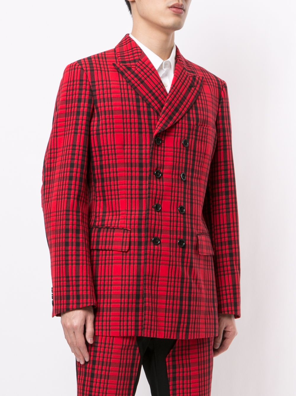 checked single-breasted blazer - 3