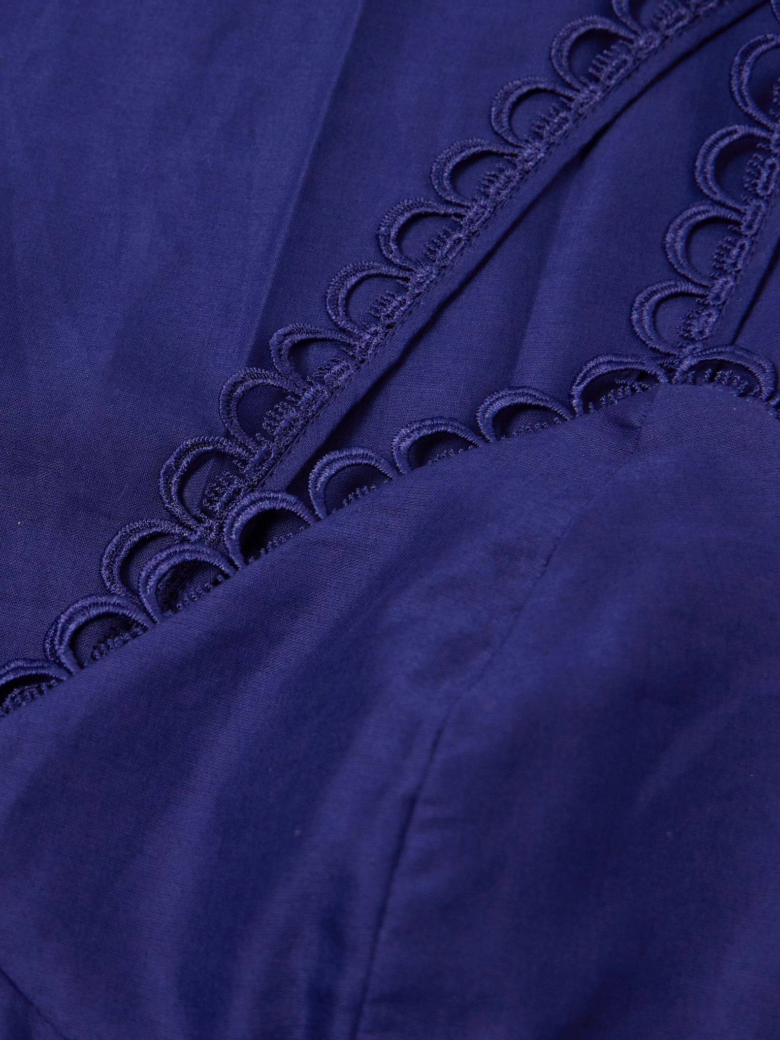 Iraso guipure lace-trimmed cotton-blend voile midi dress Navy - 4