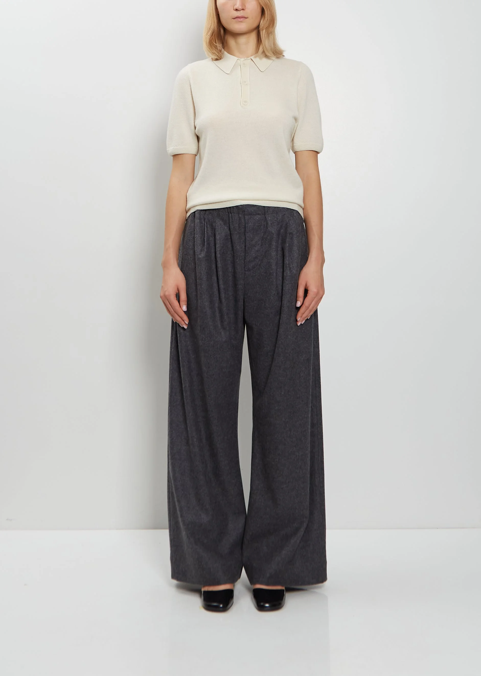 Trace Pleated Felted Wool Trousers - 1