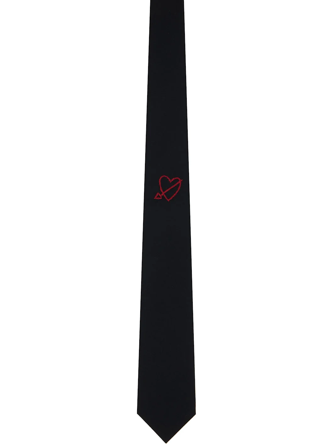 Black Heart Embroidered Tie - 1