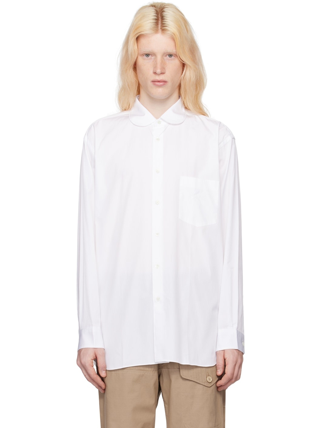 White Peter Pan Collar Shirt - 1