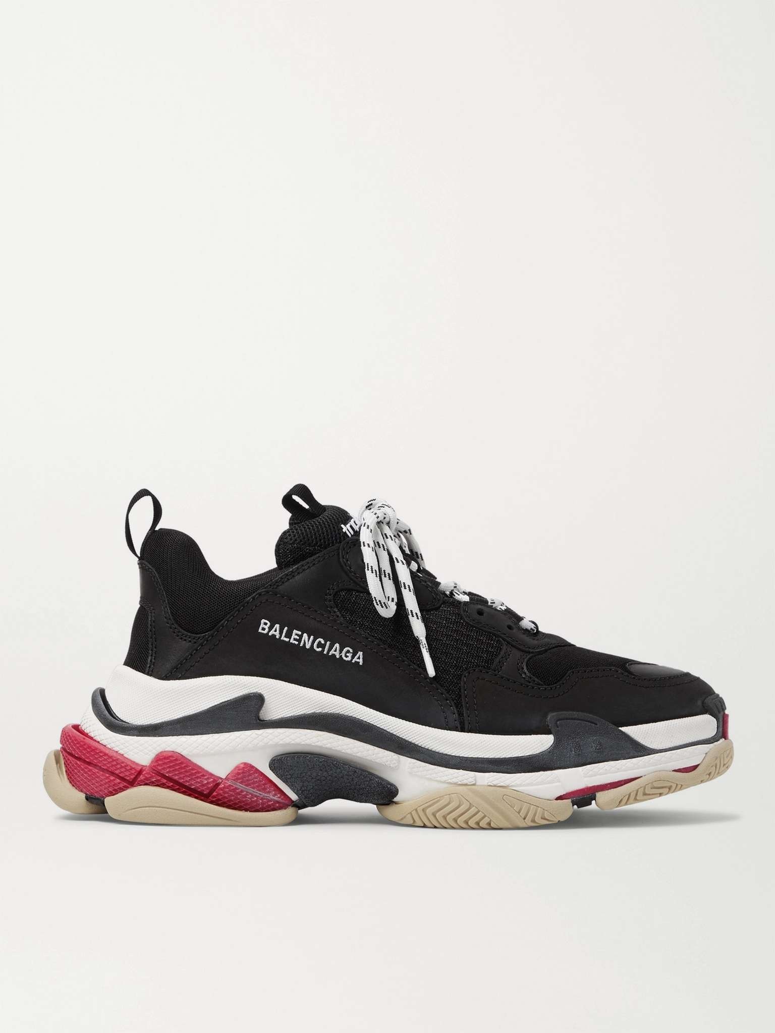 Triple S Mesh, Faux Nubuck and Faux Leather Sneakers - 1