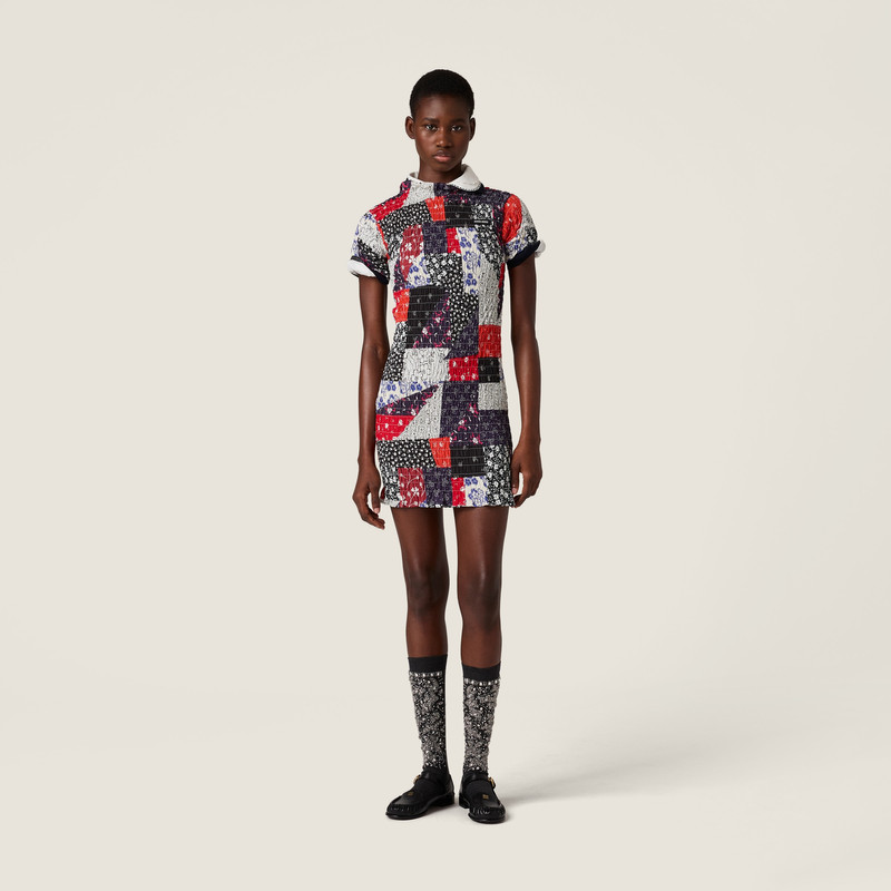 Miu Miu Patchwork poplin mini-dress outlook