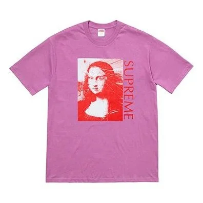 대 SS18 Mona Lisa 티 빛 자주색 인쇄 짧은 소매 Unisex SUP-SS18-447 - 1