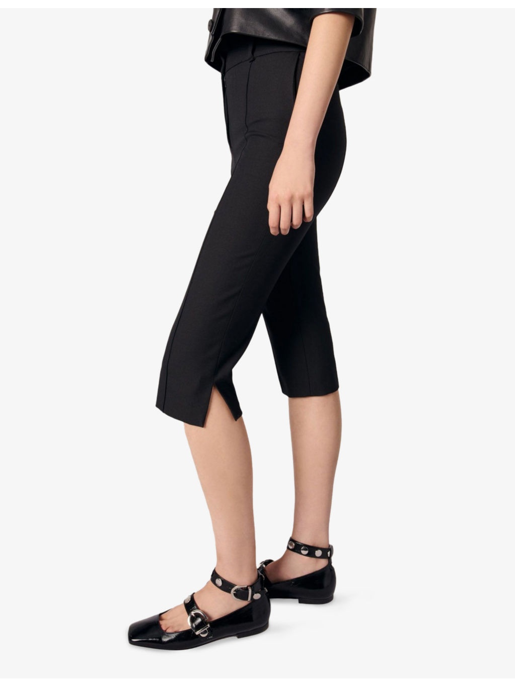 Side-Split High-Rise Stretch-Woven Capri Trousers - 3