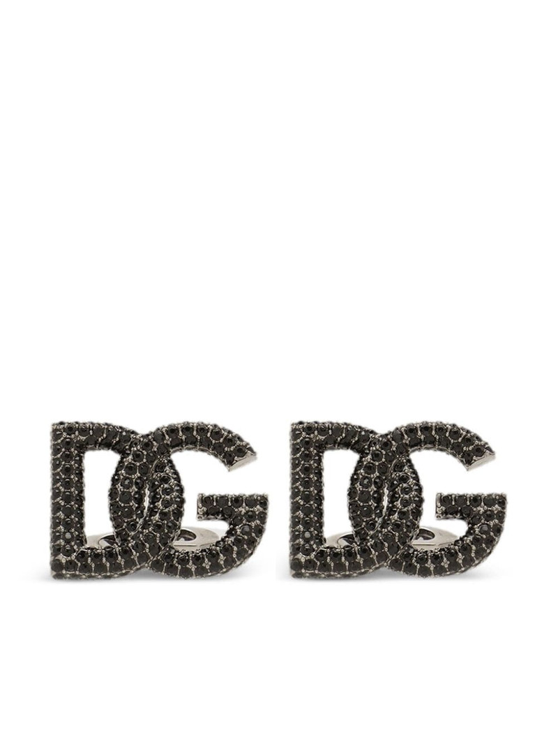 logo-plaque crystal-embellished cufflinks 1