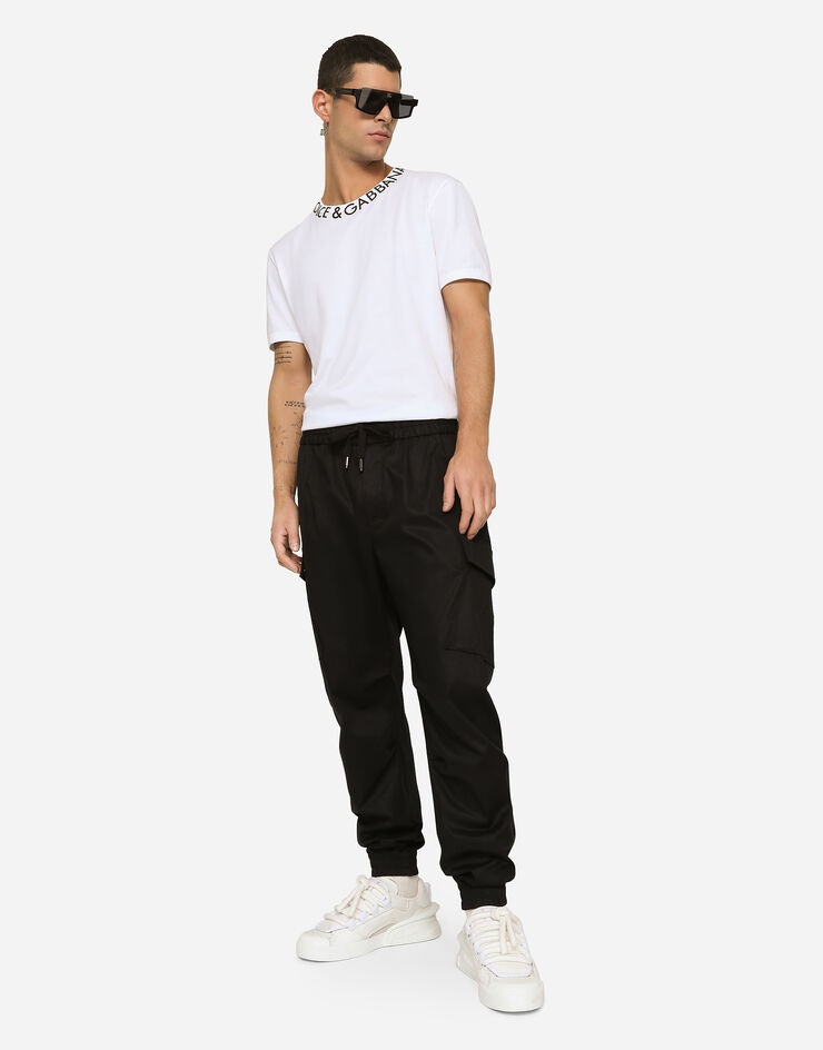 Cotton cargo pants with branded tag - 5
