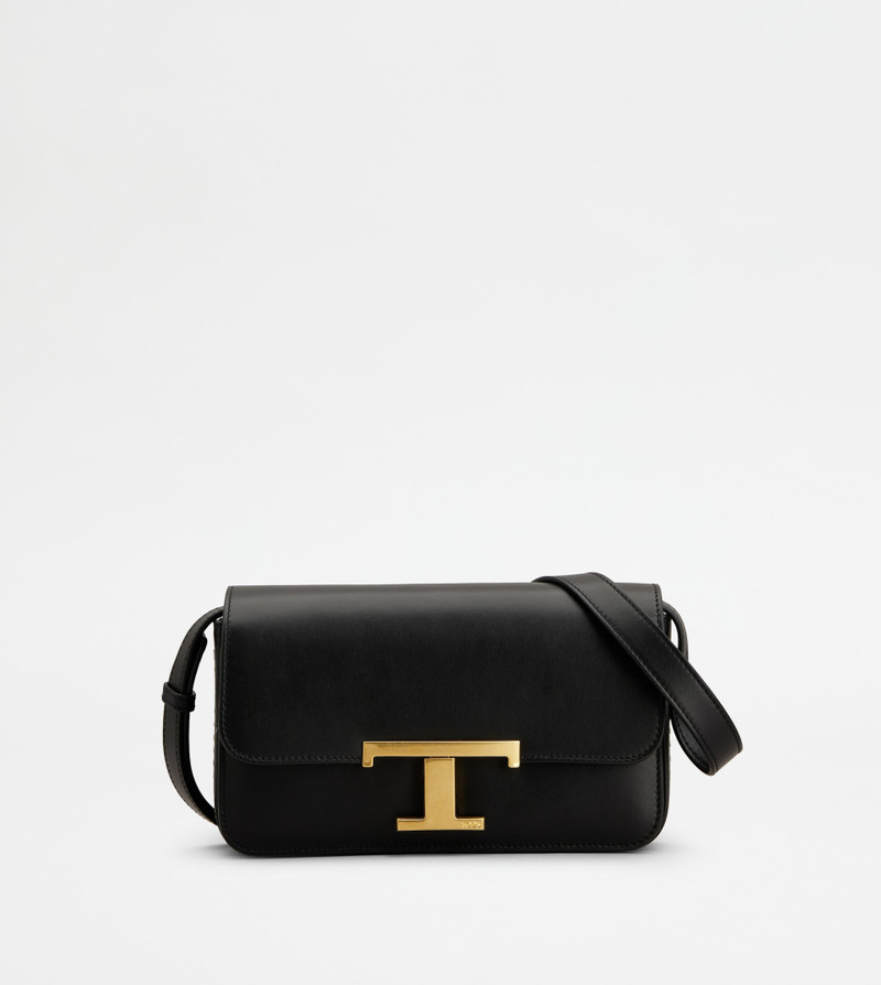 T TIMELESS CROSSBODY BAG IN LEATHER MICRO - BLACK 1