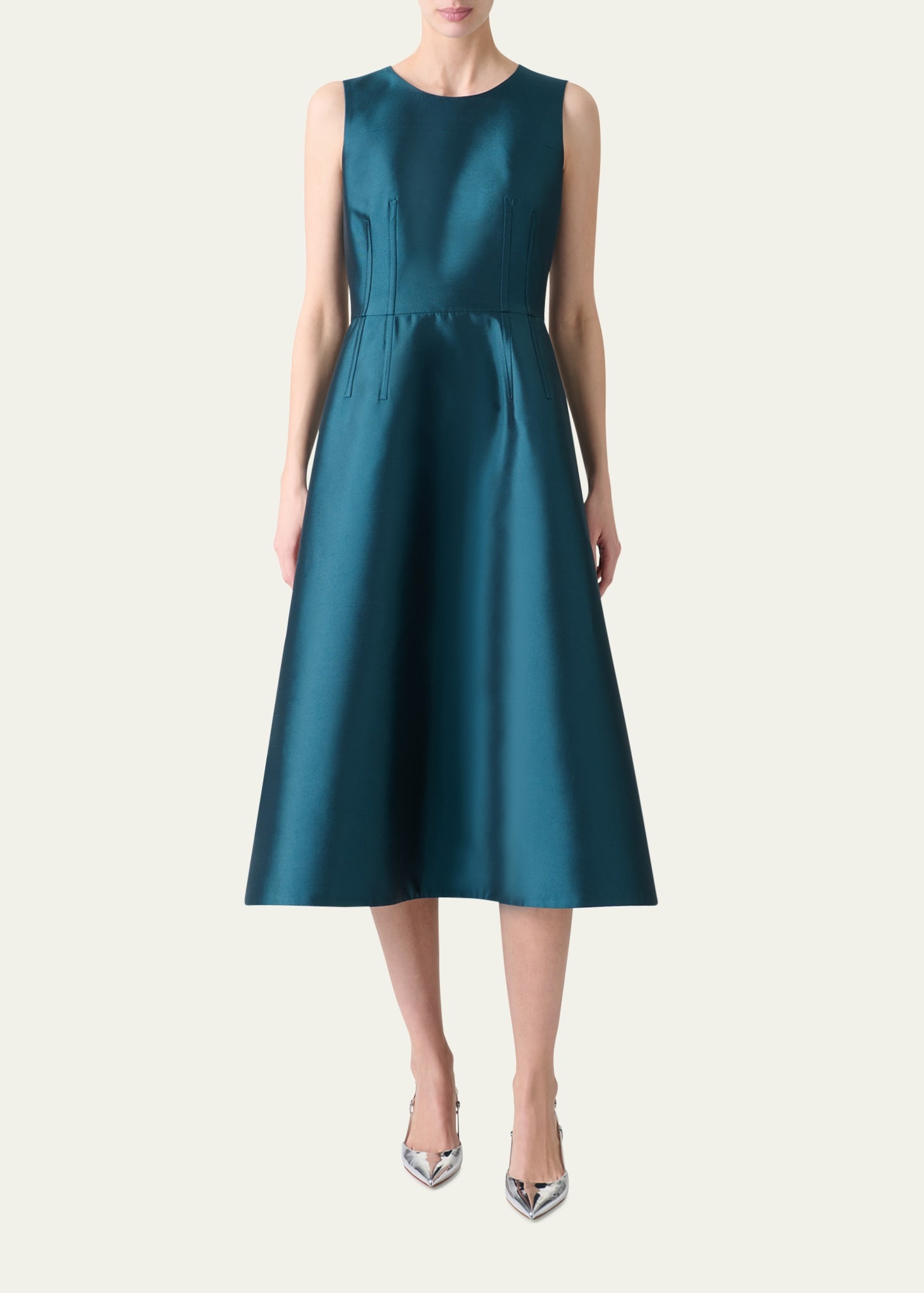 Dupion Silk Sleeveless Cocktail Dress - 2