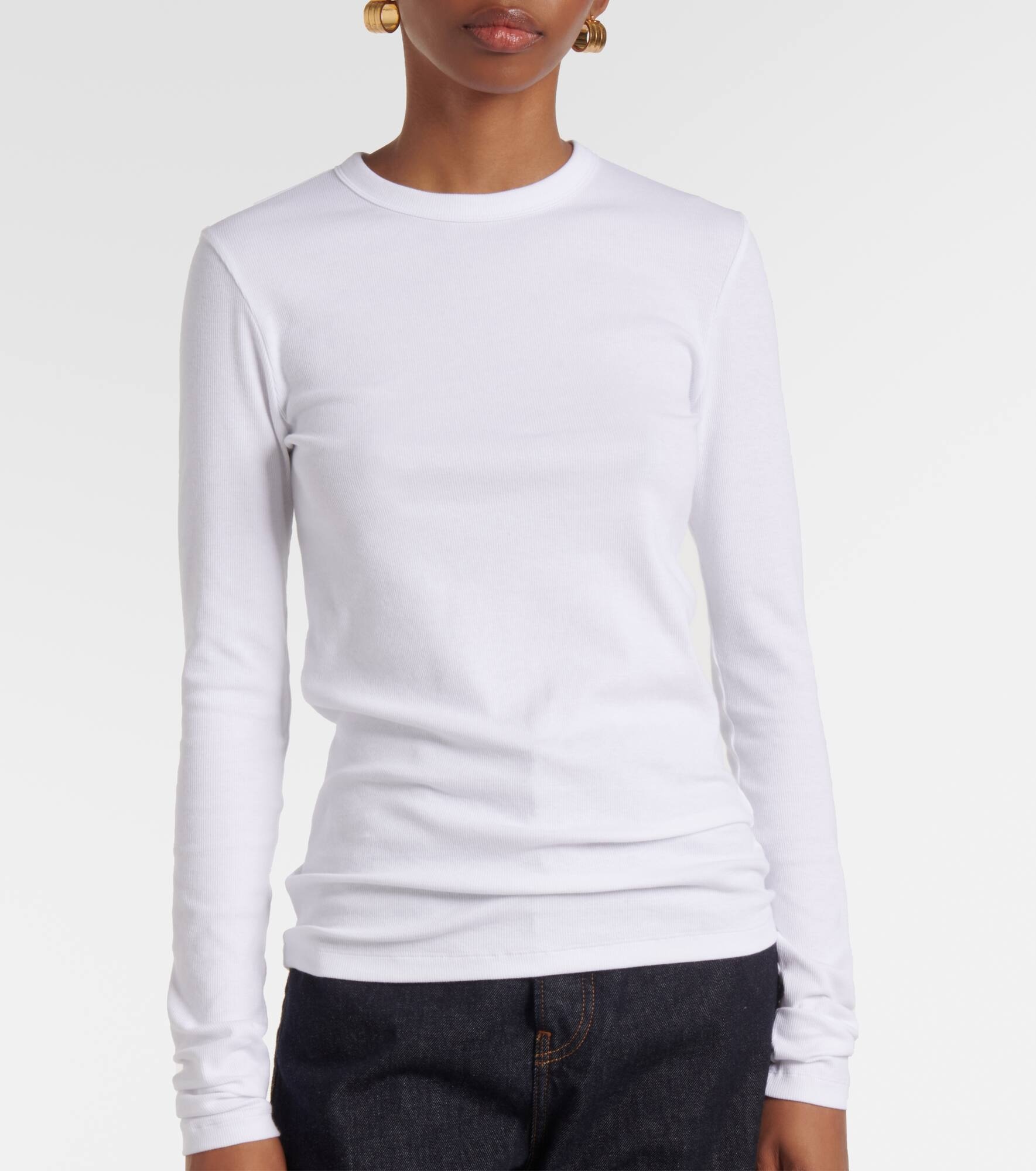 Ribbed-knit cotton-blend jersey top - 5