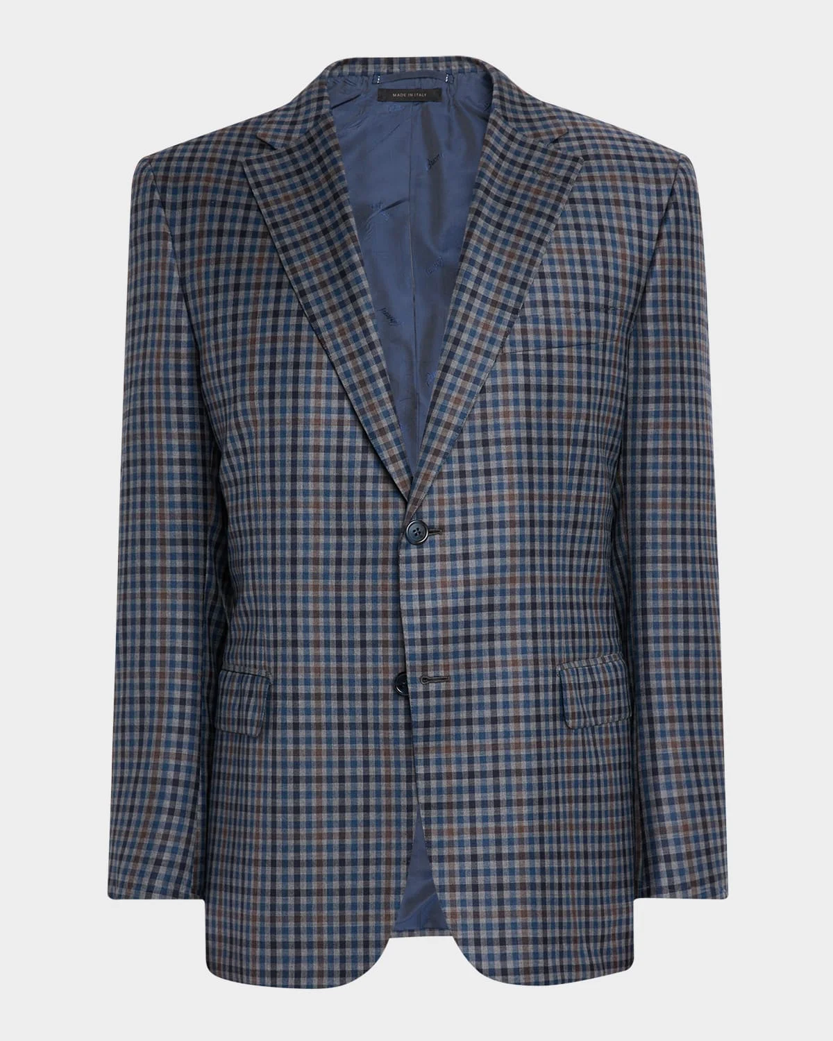 Men's Multi-Check Wool Single-Breasted Sport Coat - 1