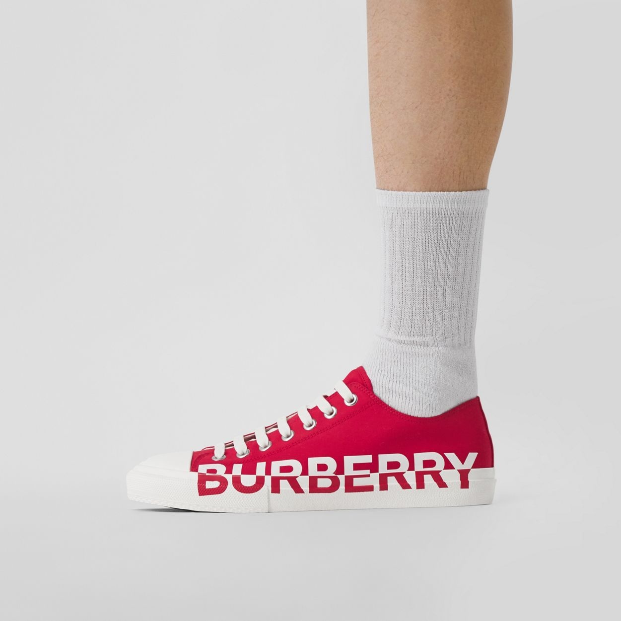 Logo Print Cotton Gabardine Sneakers - 3