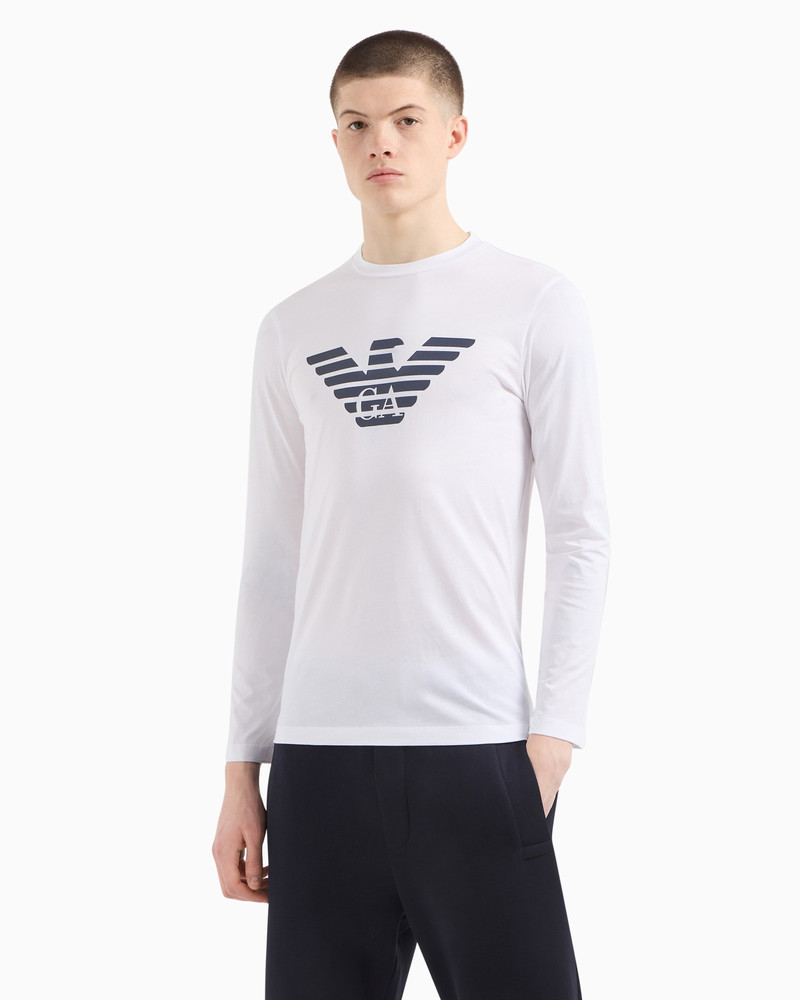 EMPORIO ARMANI Pima-jersey jumper with printed logo outlook