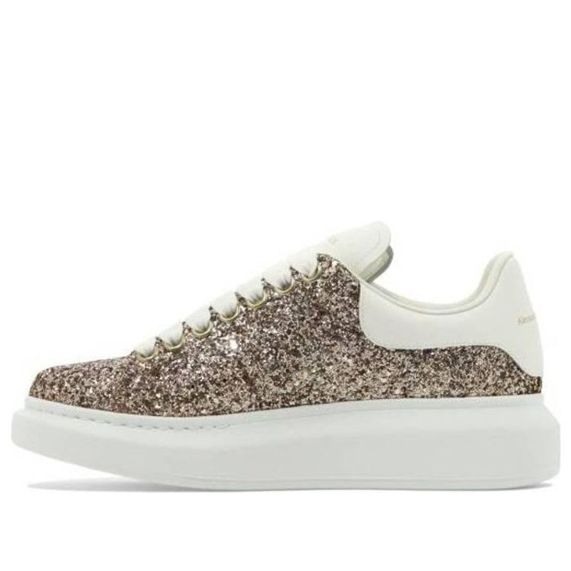 (WMNS) Alexander McQueen Larry Oversized Shoes 'Gold Glitter White' 736296W4VJ12228 - 1