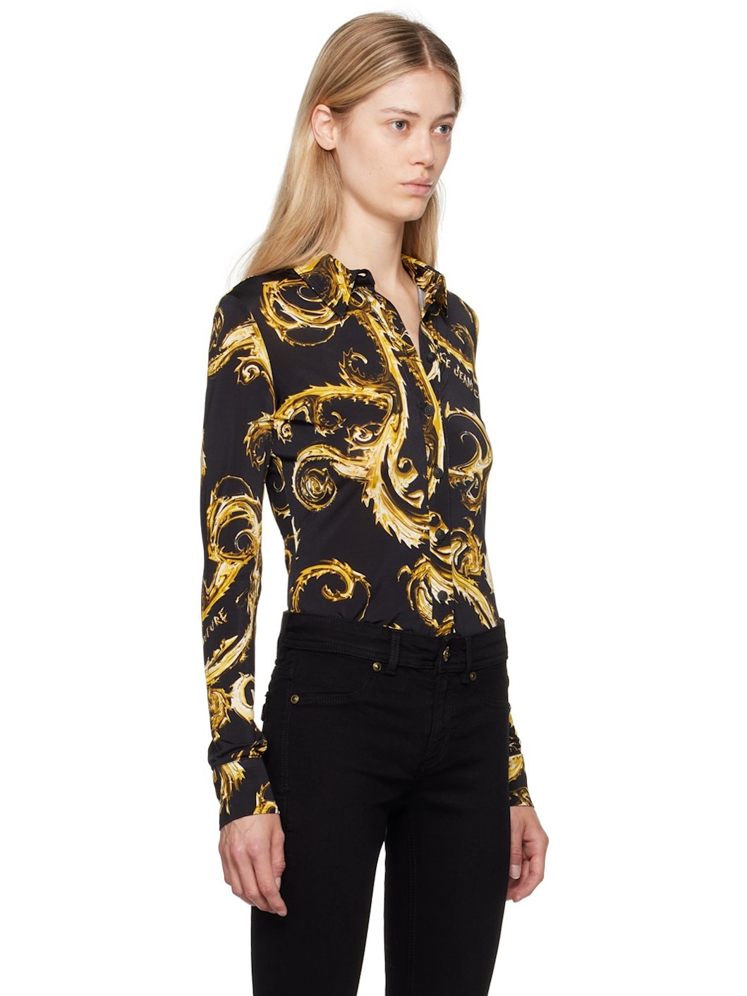 Black & Gold Chromo Couture Fluid Shirt - 2