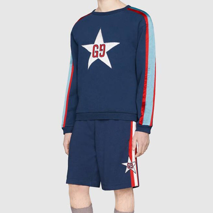 Gucci GG Star Design Crewneck Sweatshirt 'Blue' 576065-XJBBQ-4429 - 3