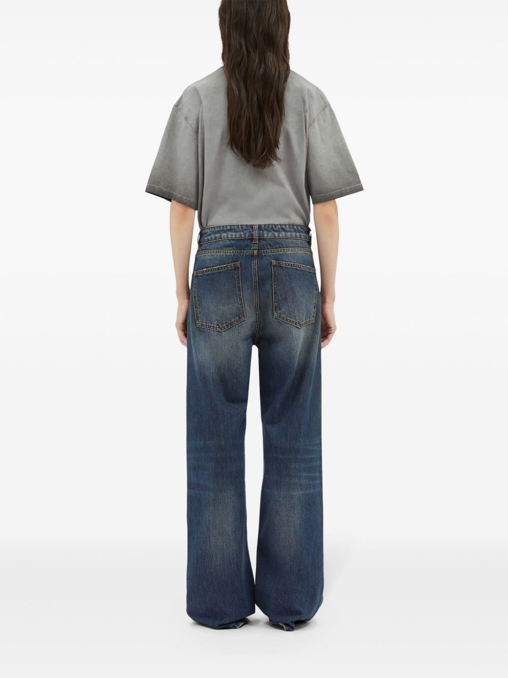logo-embroidered wide-leg jeans - 4