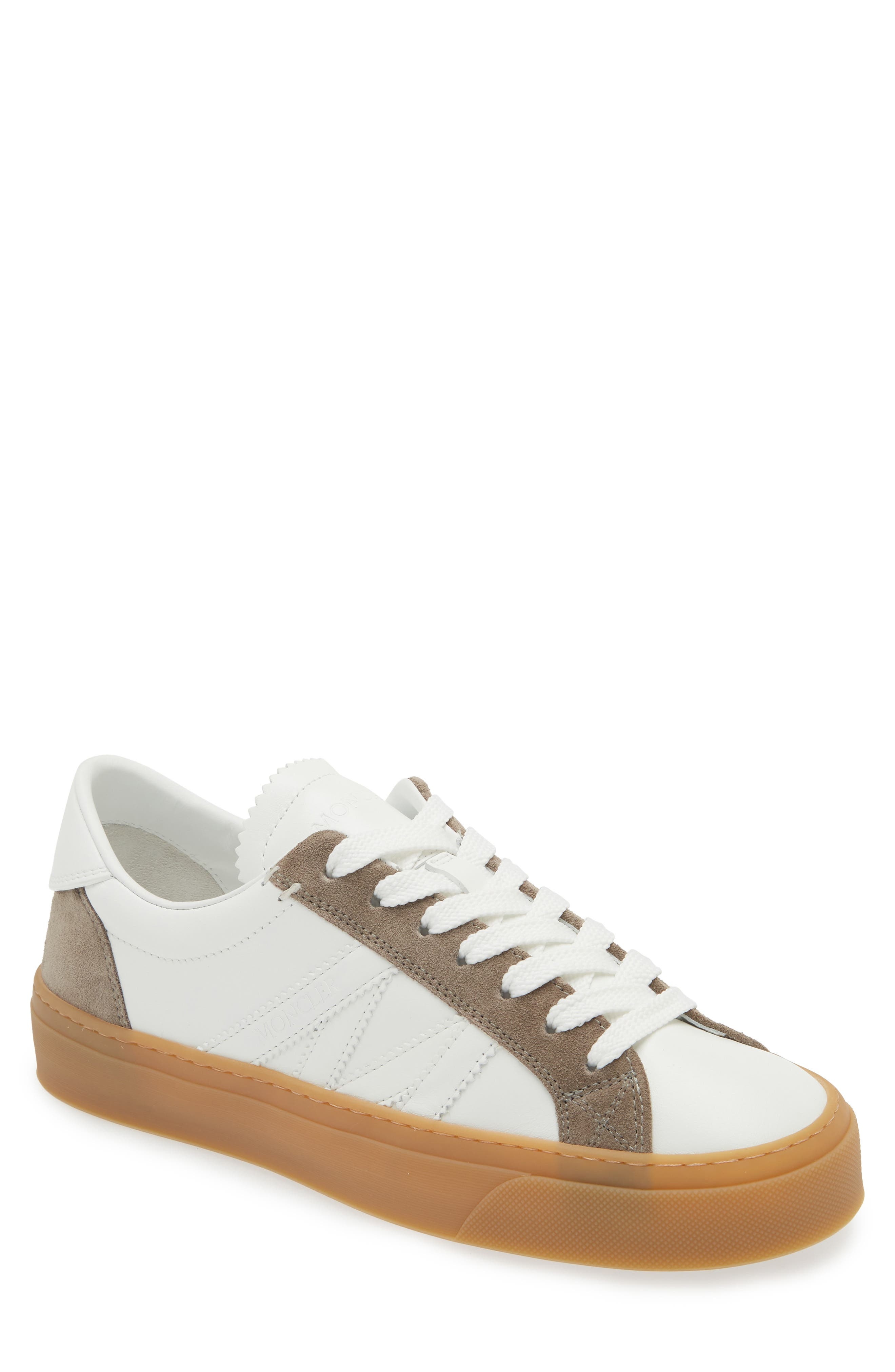 Moncler Monaco Lace-Up Sneaker in White at Nordstrom - 1